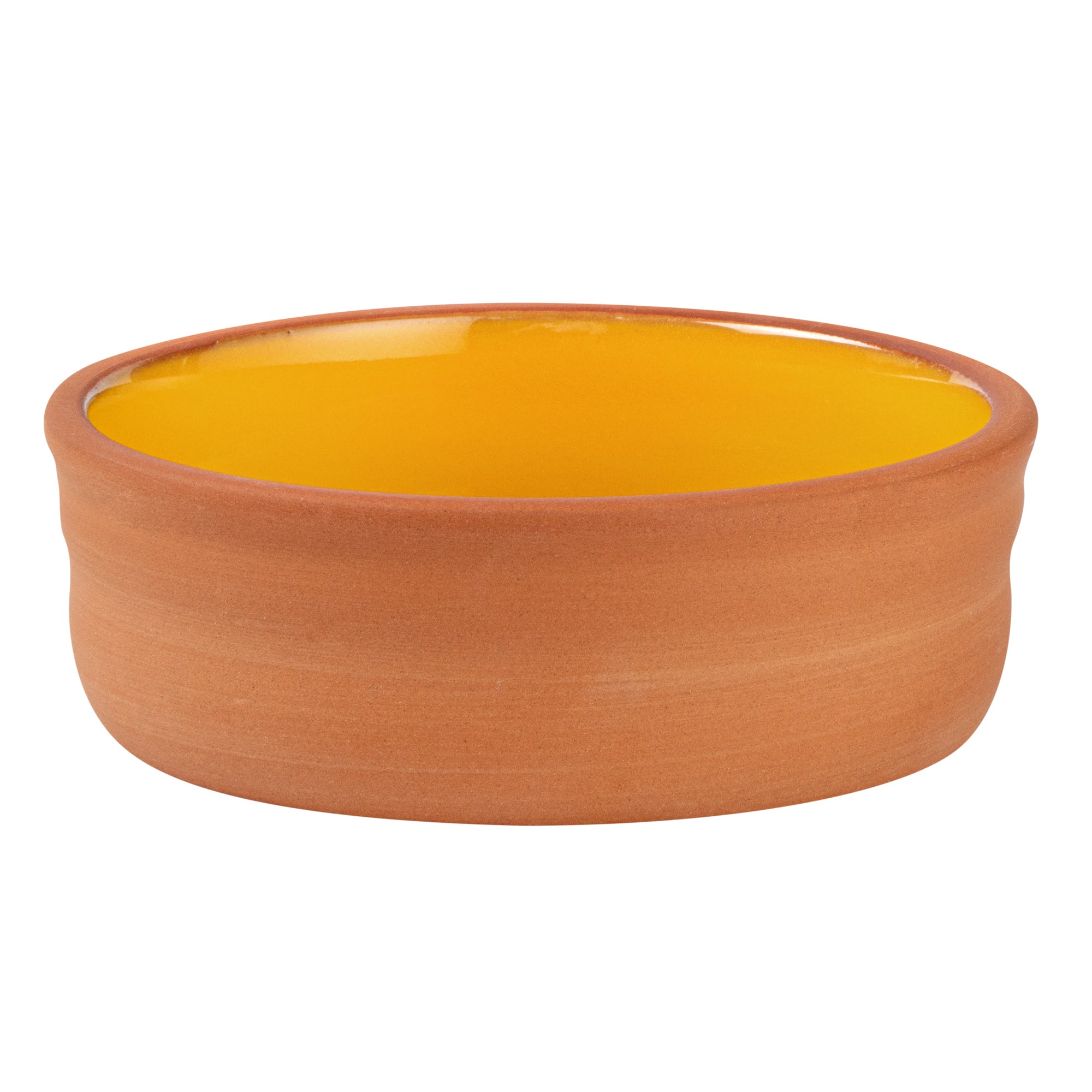 Terra Tek 7 oz Terracotta Cazuela Bowl - Yellow Glazed Interior, Oven-Safe, Microwave-Safe - 4 3/4'' x 4 3/4'' x 1 1/2'' - 2 count box