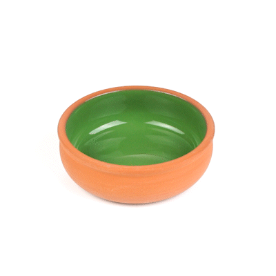 Terra Tek 7 oz Terracotta Cazuela Bowl - Green Glazed Interior, Oven-Safe, Microwave-Safe - 4 1/2'' x 4 1/2'' x 1 1/2'' - 2 count box