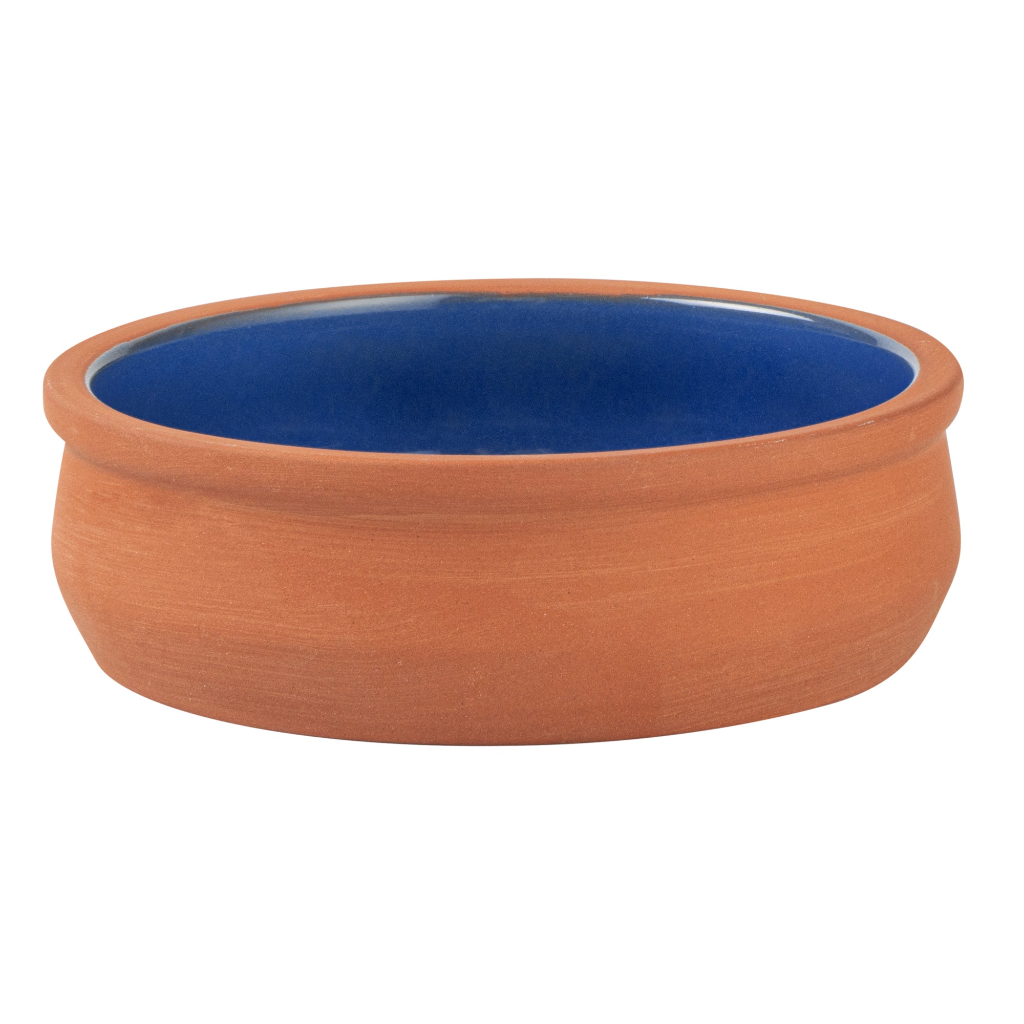 Terra Tek 9 oz Terracotta Cazuela Bowl - Blue Glazed Interior, Oven-Safe, Microwave-Safe - 4 3/4'' x 4 3/4'' x 1 1/2'' - 2 count box