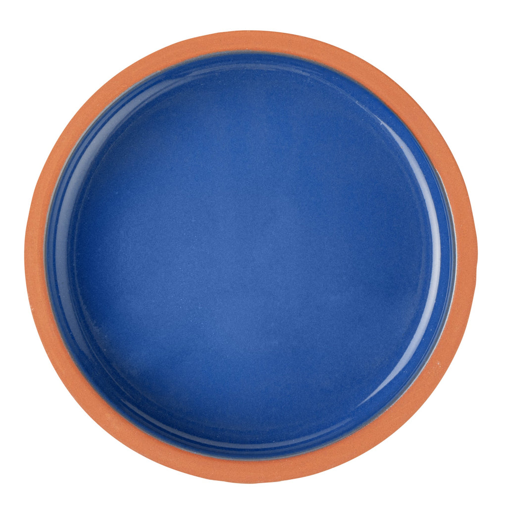 Terra Tek 9 oz Terracotta Cazuela Bowl - Blue Glazed Interior, Oven-Safe, Microwave-Safe - 4 3/4'' x 4 3/4'' x 1 1/2'' - 2 count box