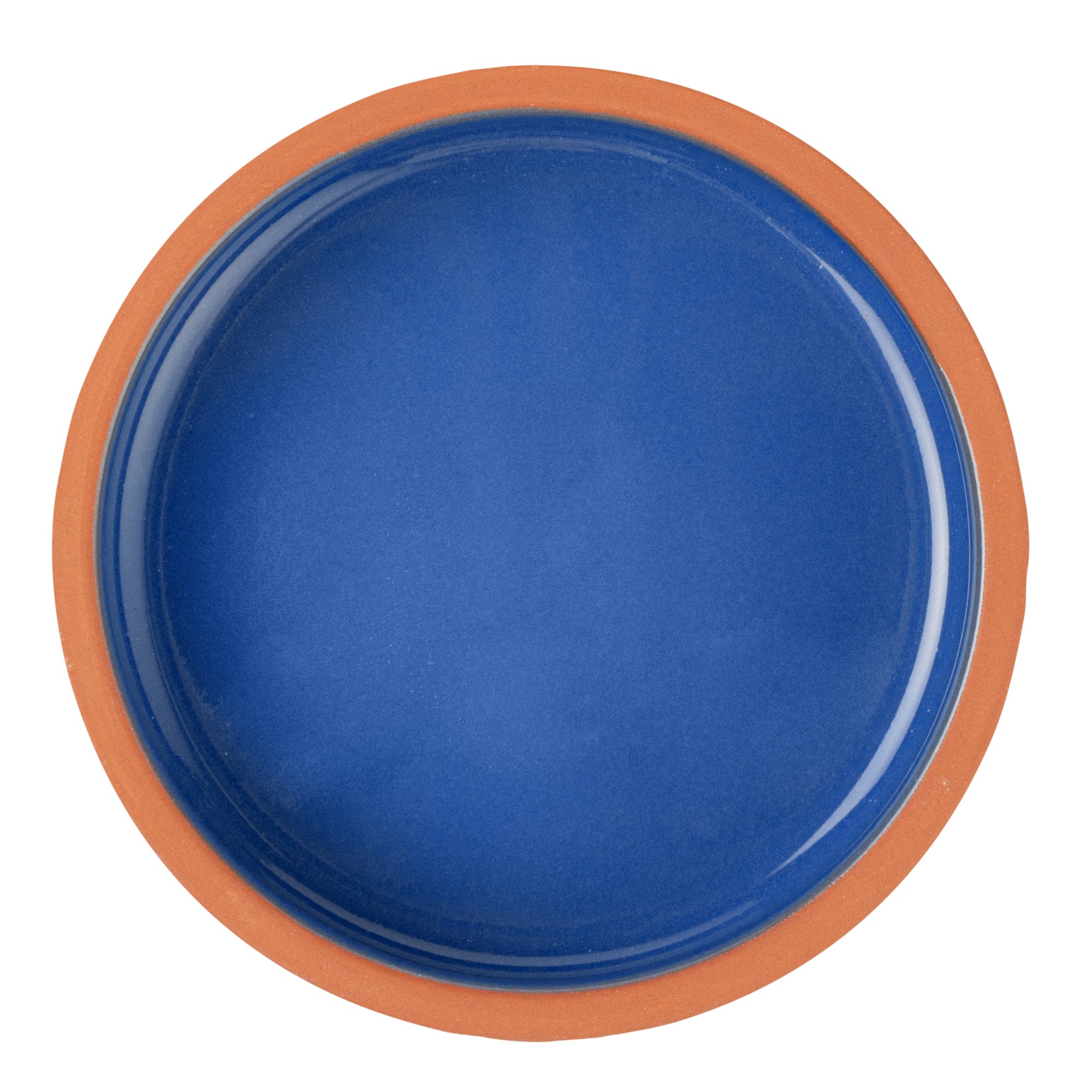Terra Tek 9 oz Terracotta Cazuela Bowl - Blue Glazed Interior, Oven-Safe, Microwave-Safe - 4 3/4'' x 4 3/4'' x 1 1/2'' - 10 count box