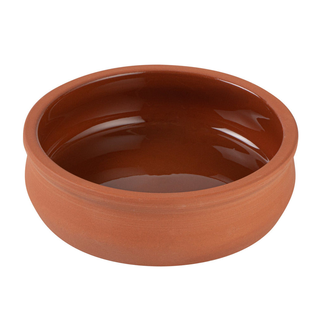 Terra Tek 9 oz Terracotta Cazuela Bowl - Brown Glazed Interior, Oven-Safe, Microwave-Safe - 4 3/4'' x 4 3/4'' x 1 1/2'' - 2 count box