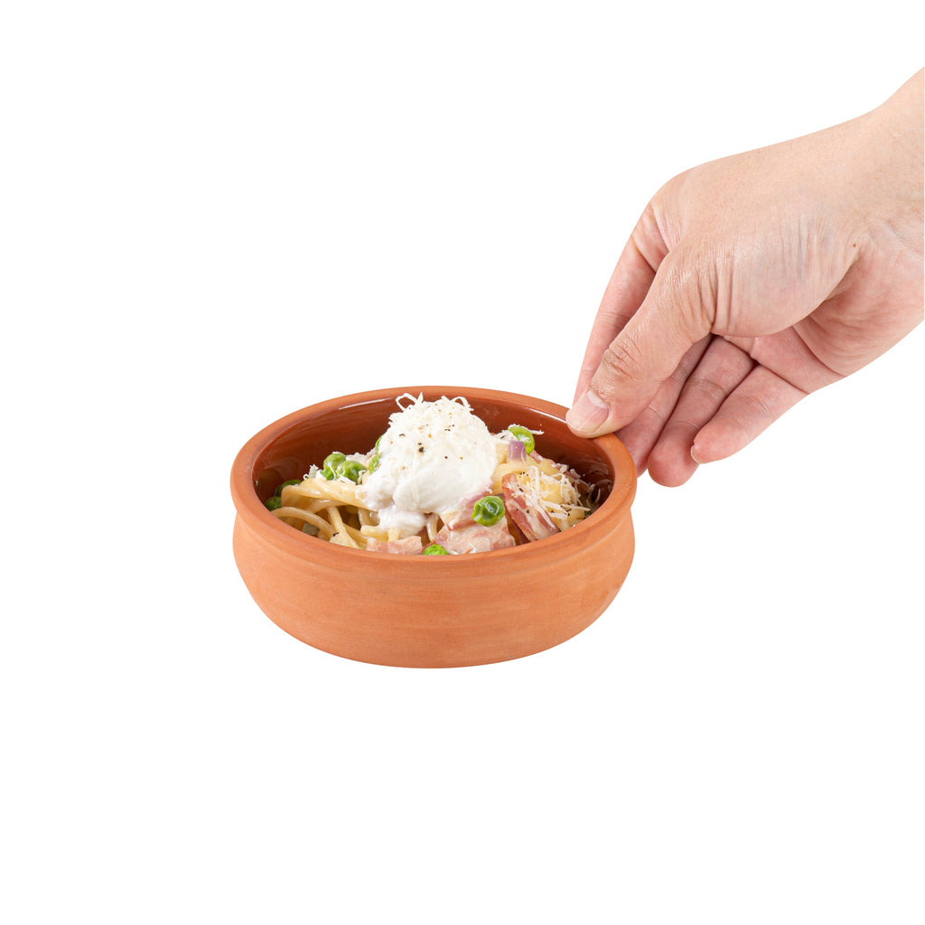 Terra Tek 9 oz Terracotta Cazuela Bowl - Brown Glazed Interior, Oven-Safe, Microwave-Safe - 4 3/4'' x 4 3/4'' x 1 1/2'' - 2 count box