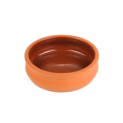 Terra Tek 9 oz Terracotta Cazuela Bowl - Brown Glazed Interior, Oven-Safe, Microwave-Safe - 4 3/4'' x 4 3/4'' x 1 1/2'' - 2 count box