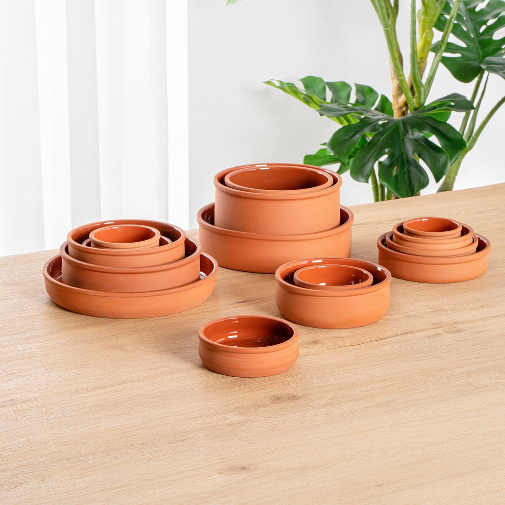 Terra Tek 9 oz Terracotta Cazuela Bowl - Brown Glazed Interior, Oven-Safe, Microwave-Safe - 4 3/4'' x 4 3/4'' x 1 1/2'' - 2 count box