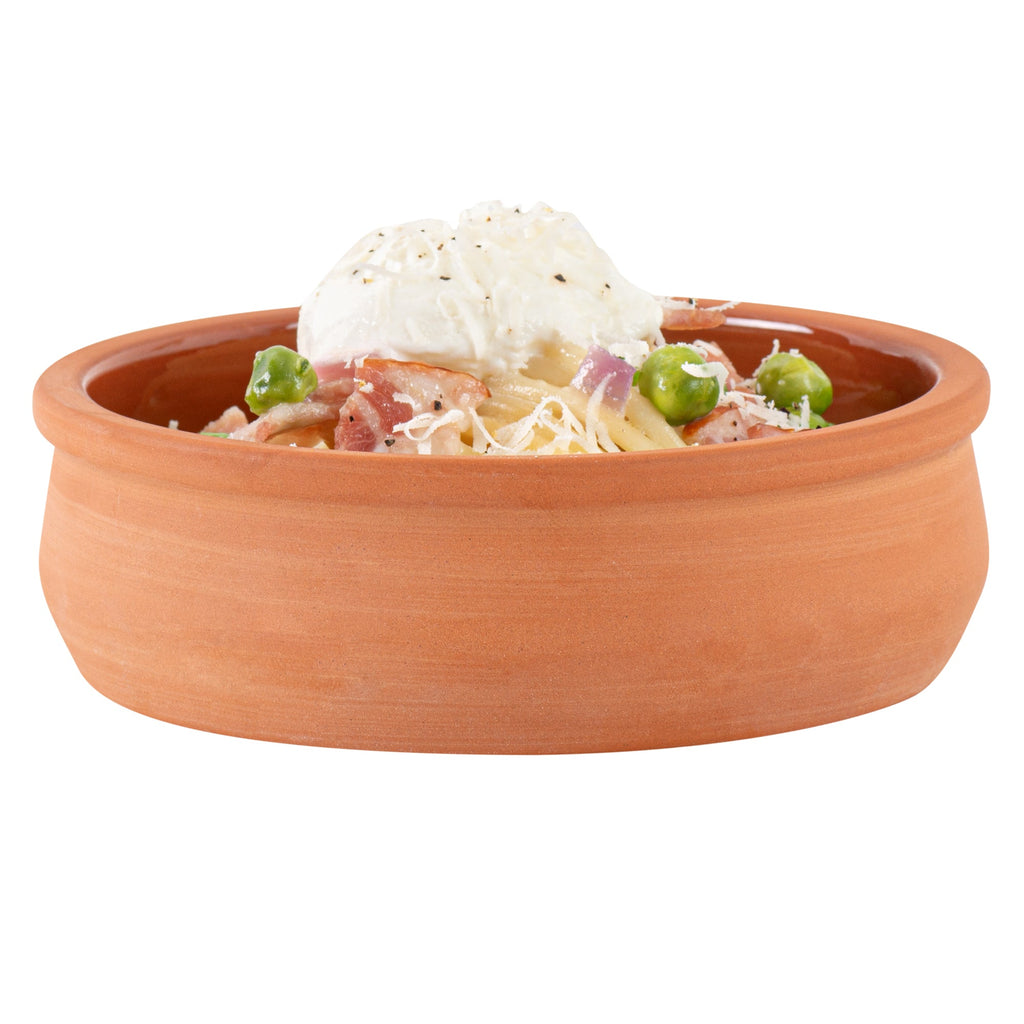 Terra Tek 9 oz Terracotta Cazuela Bowl - Brown Glazed Interior, Oven-Safe, Microwave-Safe - 4 3/4'' x 4 3/4'' x 1 1/2'' - 10 count box