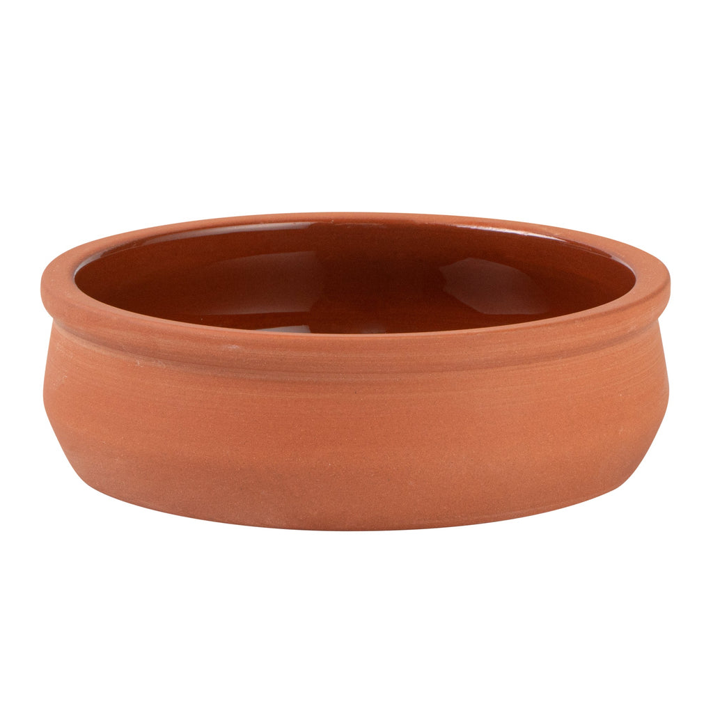 Terra Tek 9 oz Terracotta Cazuela Bowl - Brown Glazed Interior, Oven-Safe, Microwave-Safe - 4 3/4'' x 4 3/4'' x 1 1/2'' - 10 count box