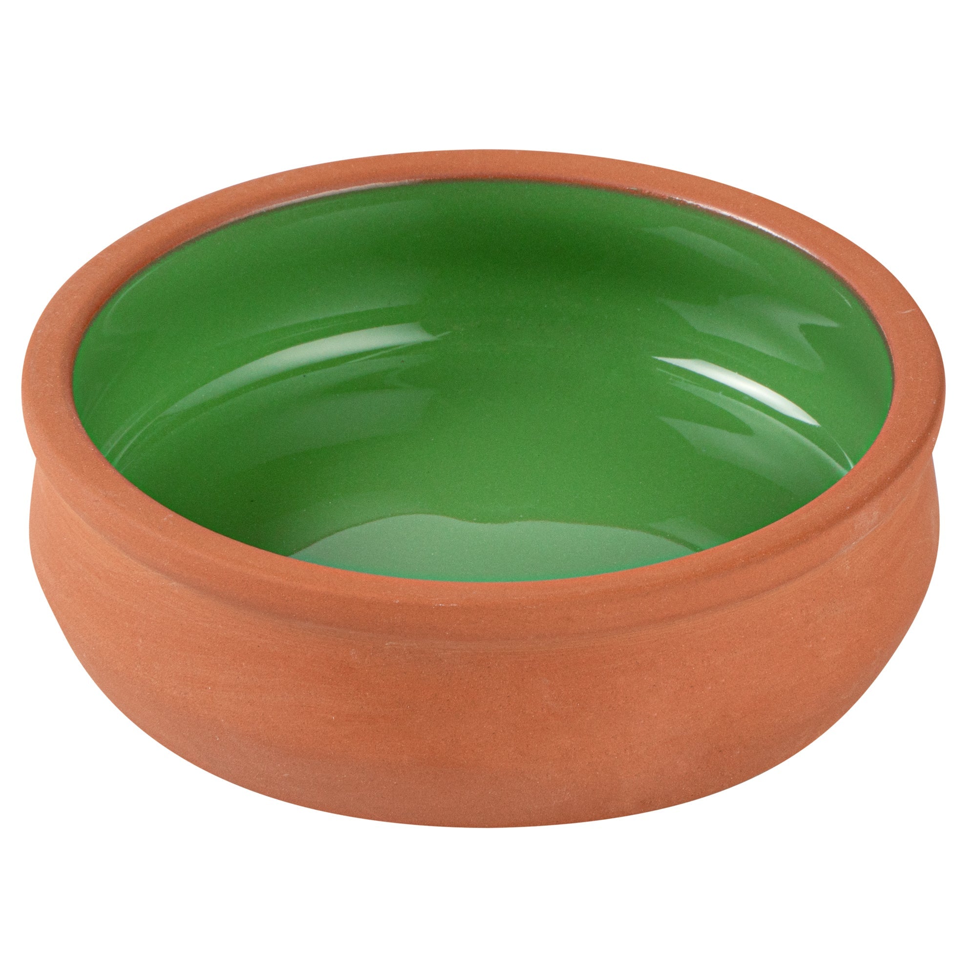 Terra Tek 9 oz Terracotta Cazuela Bowl - Green Glazed Interior, Oven-Safe, Microwave-Safe - 4 3/4'' x 4 3/4'' x 1 1/2'' - 2 count box