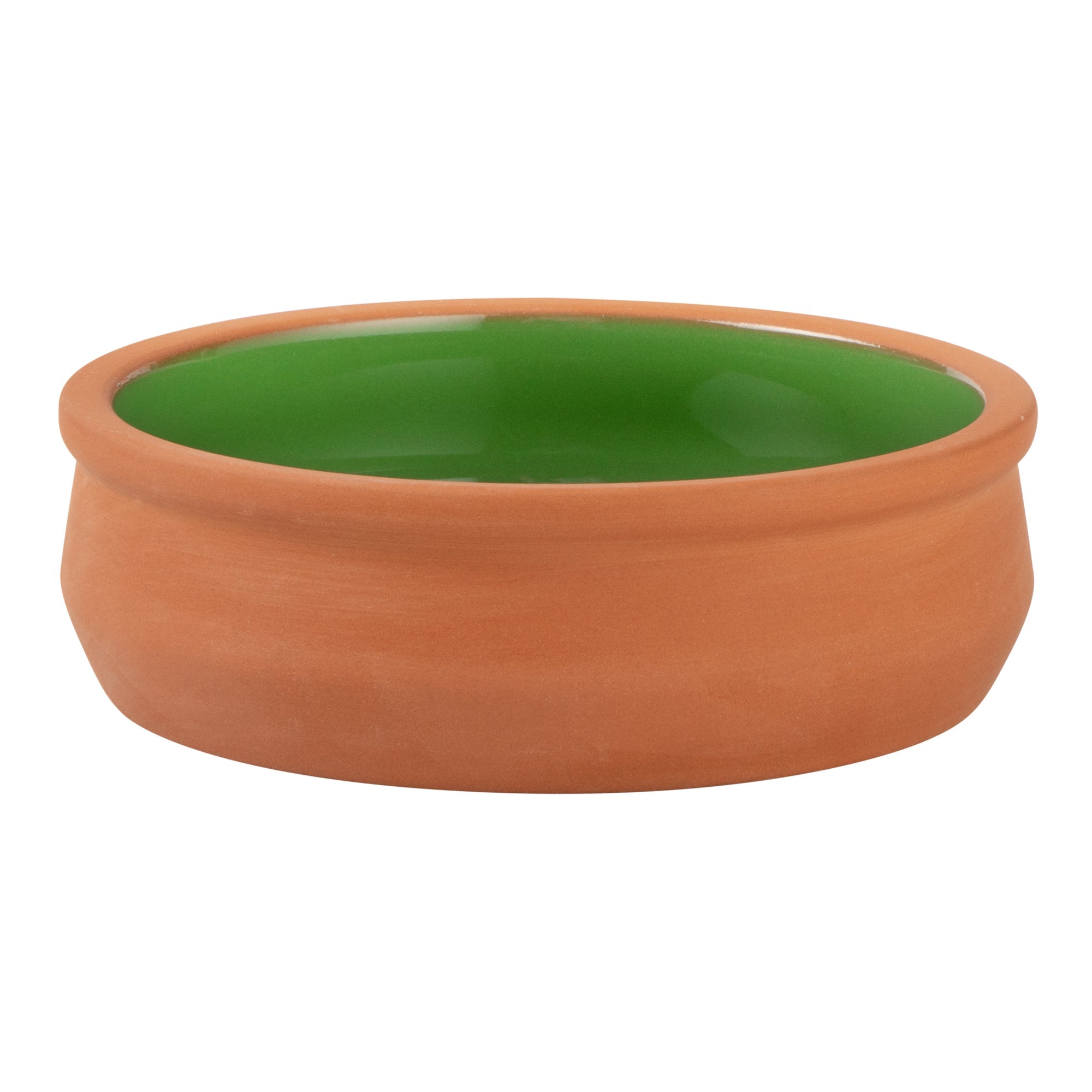 Terra Tek 9 oz Terracotta Cazuela Bowl - Green Glazed Interior, Oven-Safe, Microwave-Safe - 4 3/4'' x 4 3/4'' x 1 1/2'' - 2 count box