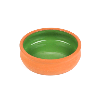 Terra Tek 9 oz Terracotta Cazuela Bowl - Green Glazed Interior, Oven-Safe, Microwave-Safe - 4 3/4'' x 4 3/4'' x 1 1/2'' - 10 count box