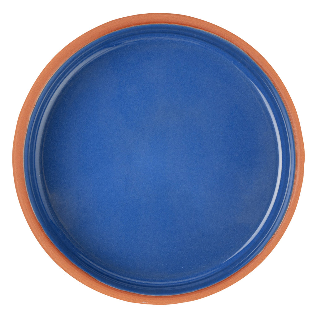Terra Tek 9 oz Terracotta Cazuela Bowl - Blue Glazed Interior, Oven-Safe, Microwave-Safe - 5'' x 5'' x 1 1/4'' - 2 count box