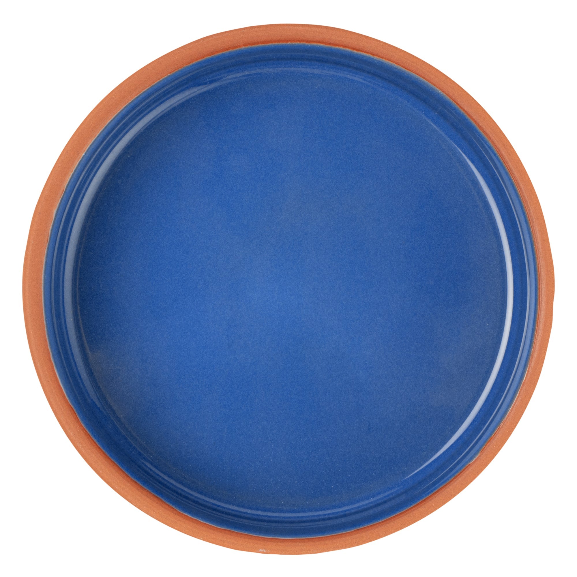 Terra Tek 9 oz Terracotta Cazuela Bowl - Blue Glazed Interior, Oven-Safe, Microwave-Safe - 5'' x 5'' x 1 1/4'' - 2 count box