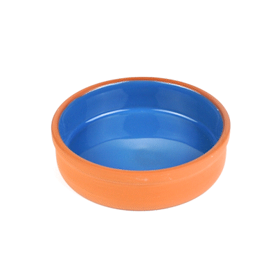 Terra Tek 9 oz Terracotta Cazuela Bowl - Blue Glazed Interior, Oven-Safe, Microwave-Safe - 5'' x 5'' x 1 1/4'' - 10 count box