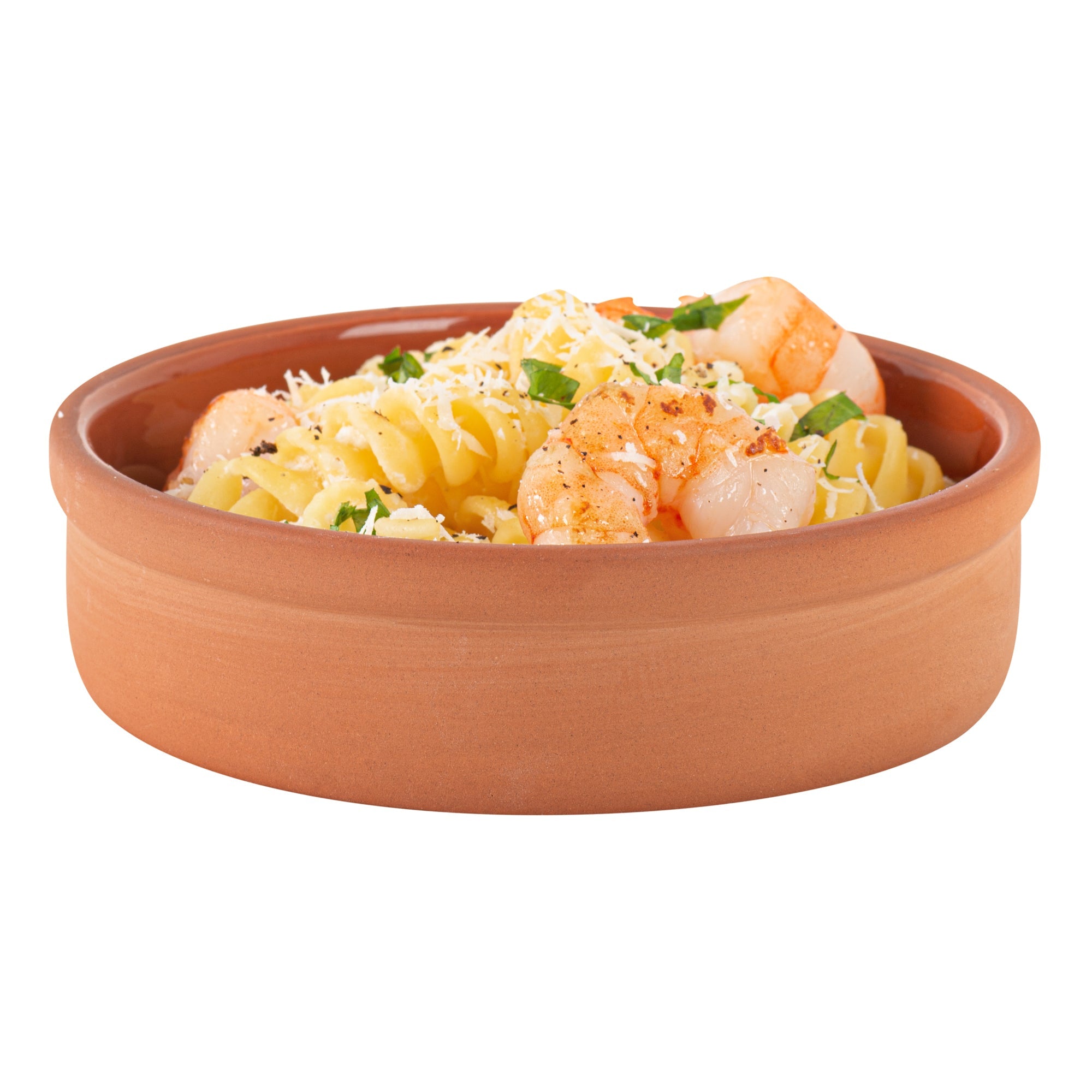 Terra Tek 9 oz Terracotta Cazuela Bowl - Brown Glazed Interior, Oven-Safe, Microwave-Safe - 5'' x 5'' x 1 1/4'' - 10 count box