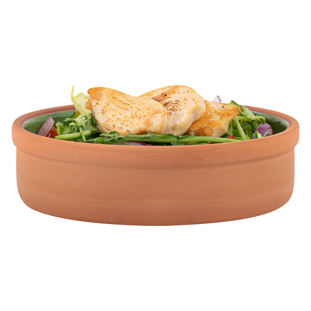 Terra Tek 9 oz Terracotta Cazuela Bowl - Green Glazed Interior, Oven-Safe, Microwave-Safe - 5'' x 5'' x 1 1/4'' - 2 count box