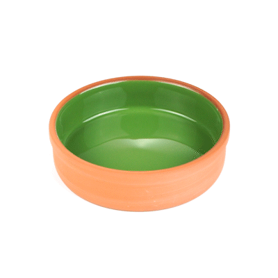 Terra Tek 9 oz Terracotta Cazuela Bowl - Green Glazed Interior, Oven-Safe, Microwave-Safe - 5'' x 5'' x 1 1/4'' - 2 count box