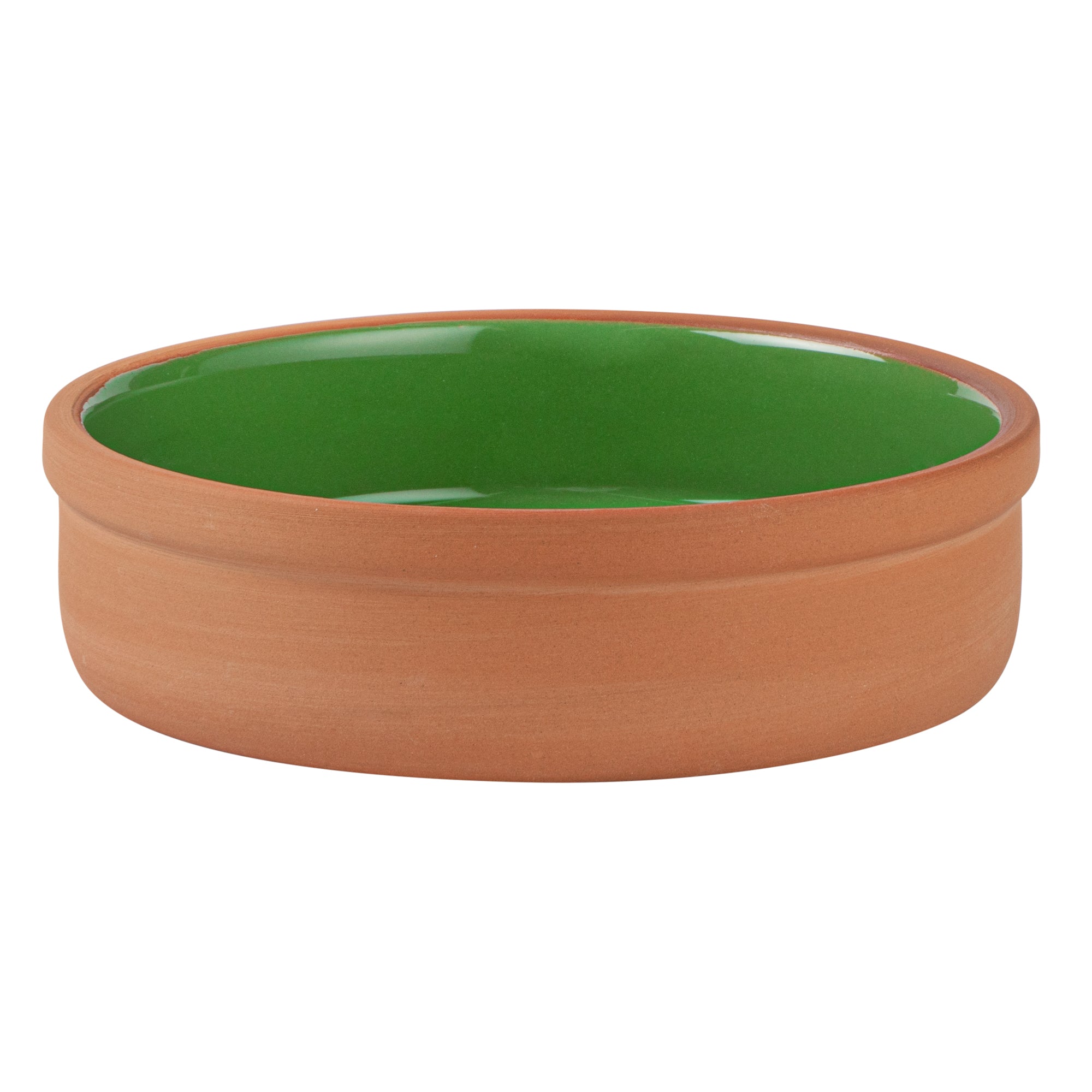Terra Tek 9 oz Terracotta Cazuela Bowl - Green Glazed Interior, Oven-Safe, Microwave-Safe - 5'' x 5'' x 1 1/4'' - 10 count box