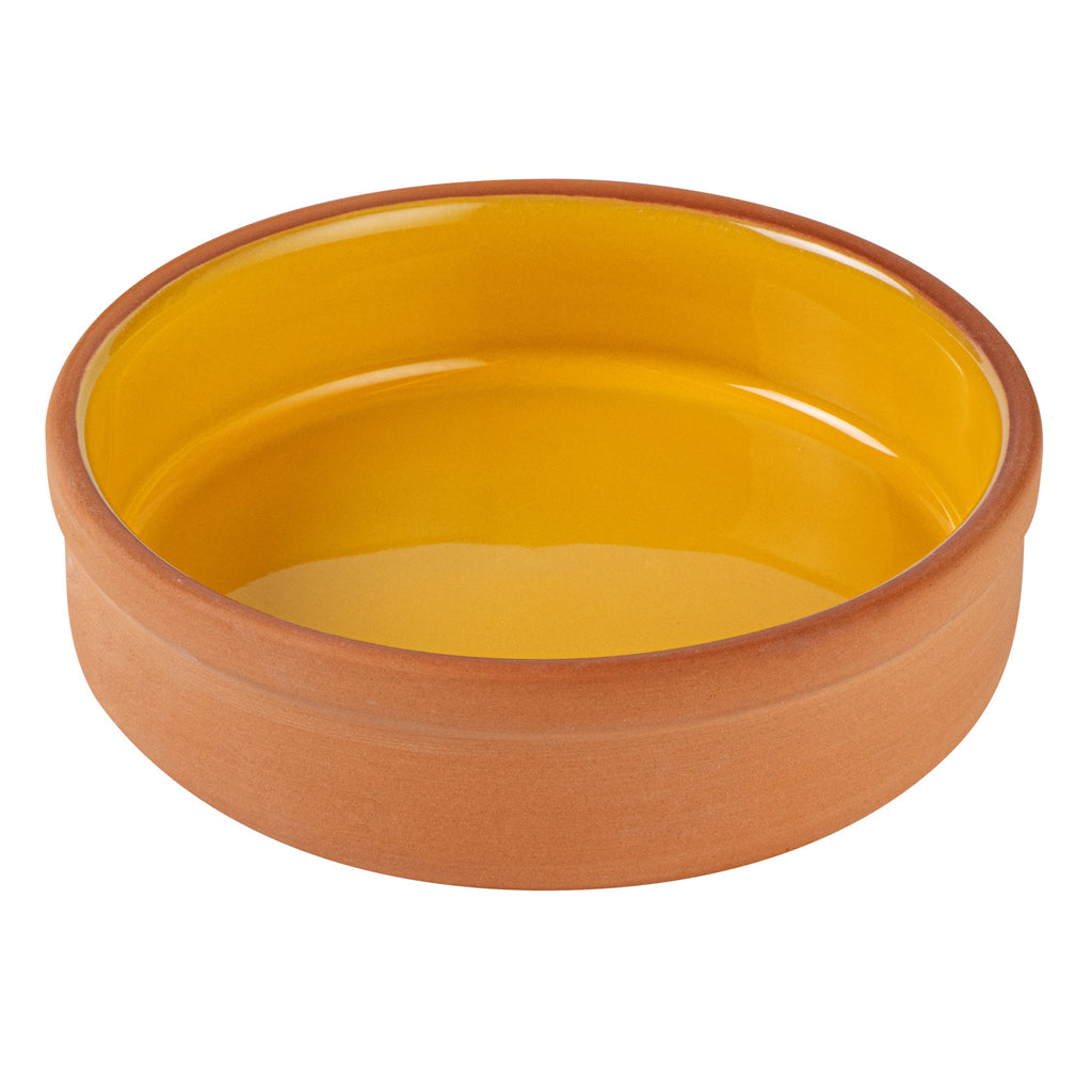 Terra Tek 9 oz Terracotta Cazuela Bowl - Yellow Glazed Interior, Oven-Safe, Microwave-Safe - 5'' x 5'' x 1 1/4'' - 2 count box