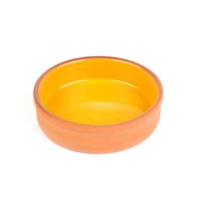 Terra Tek 9 oz Terracotta Cazuela Bowl - Yellow Glazed Interior, Oven-Safe, Microwave-Safe - 5'' x 5'' x 1 1/4'' - 2 count box