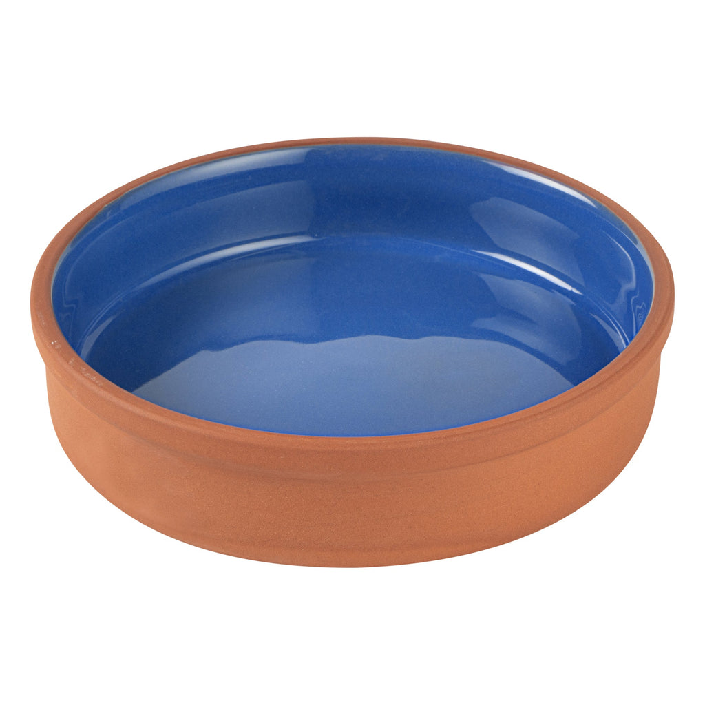Terra Tek 15 oz Terracotta Cazuela Bowl - Blue Glazed Interior, Oven-Safe, Microwave-Safe - 6 1/4" x 6 1/4" x 1 1/2" - 2 count box