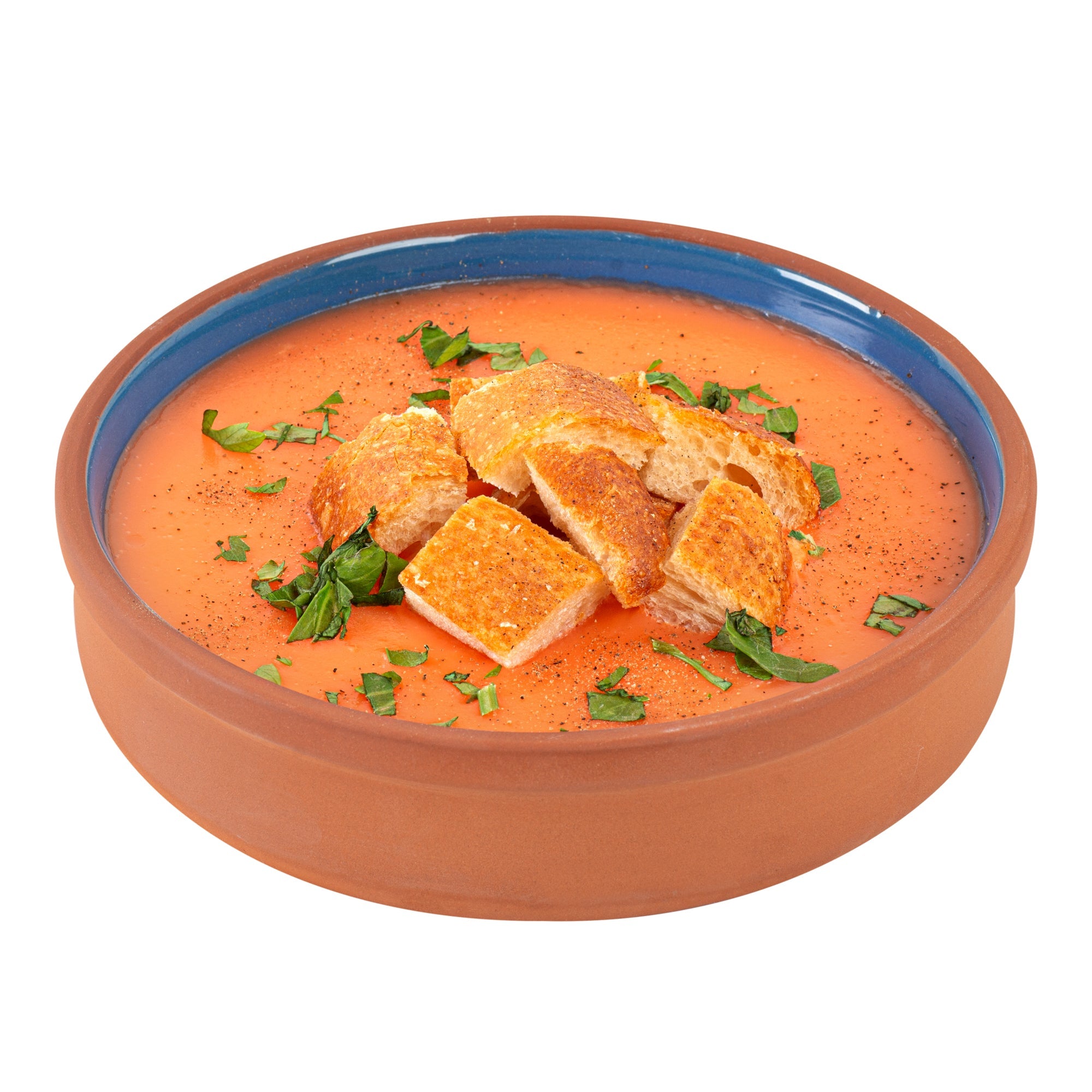 Terra Tek 15 oz Terracotta Cazuela Bowl - Blue Glazed Interior, Oven-Safe, Microwave-Safe - 6 1/4" x 6 1/4" x 1 1/2" - 2 count box