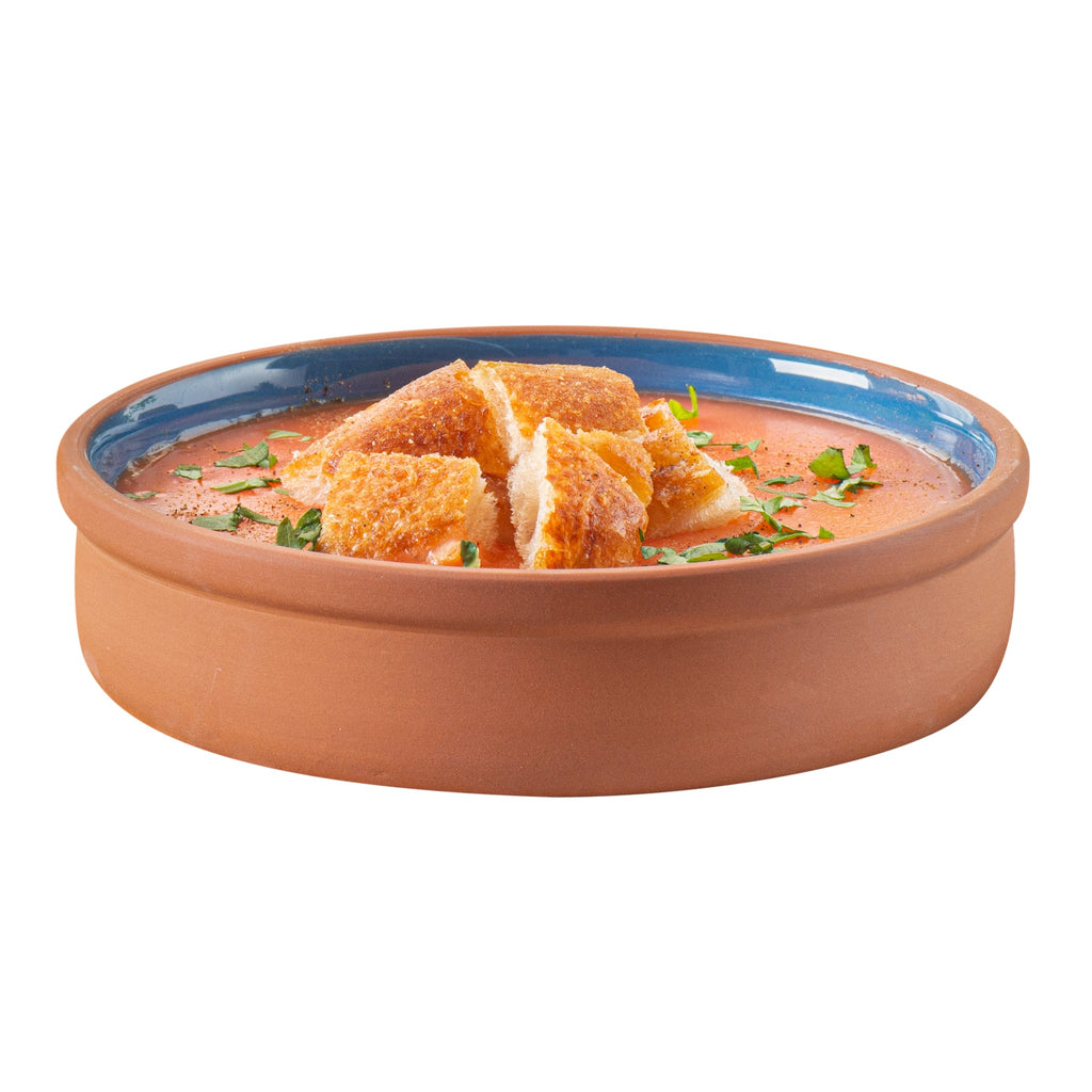 Terra Tek 15 oz Terracotta Cazuela Bowl - Blue Glazed Interior, Oven-Safe, Microwave-Safe - 6 1/4" x 6 1/4" x 1 1/2" - 2 count box