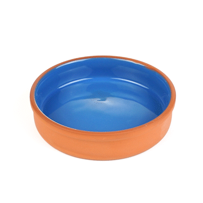 Terra Tek 15 oz Terracotta Cazuela Bowl - Blue Glazed Interior, Oven-Safe, Microwave-Safe - 6 1/4" x 6 1/4" x 1 1/2" - 2 count box
