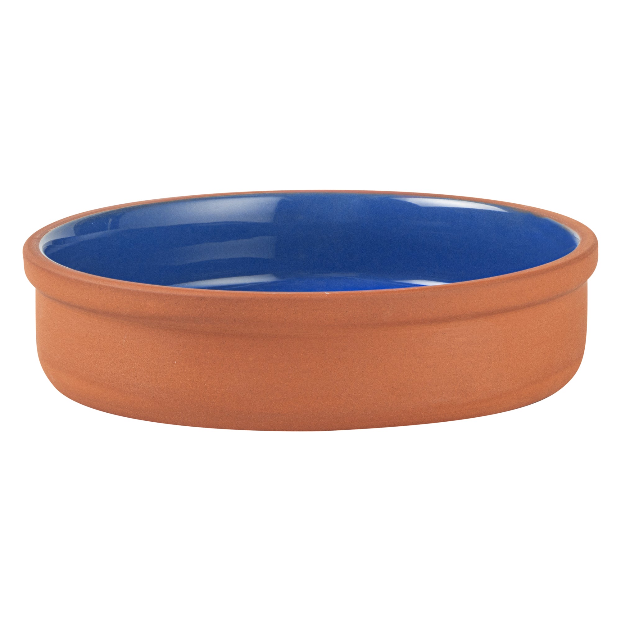 Terra Tek 15 oz Terracotta Cazuela Bowl - Blue Glazed Interior, Oven-Safe, Microwave-Safe - 6 1/4" x 6 1/4" x 1 1/2" - 10 count box