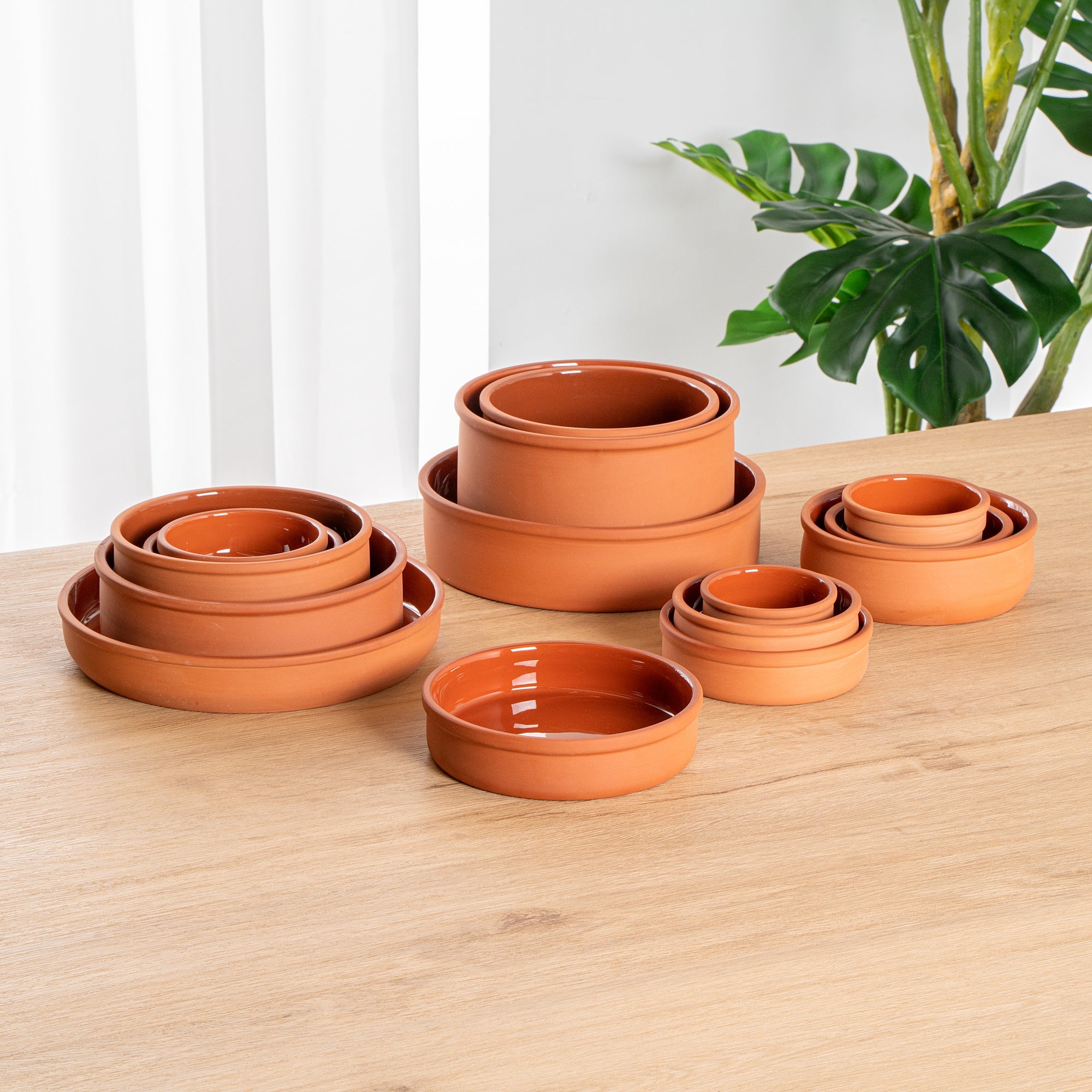 Terra Tek 15 oz Terracotta Cazuela Bowl - Brown Glazed Interior, Oven-Safe, Microwave-Safe - 6 1/4" x 6 1/4" x 1 1/2" - 2 count box