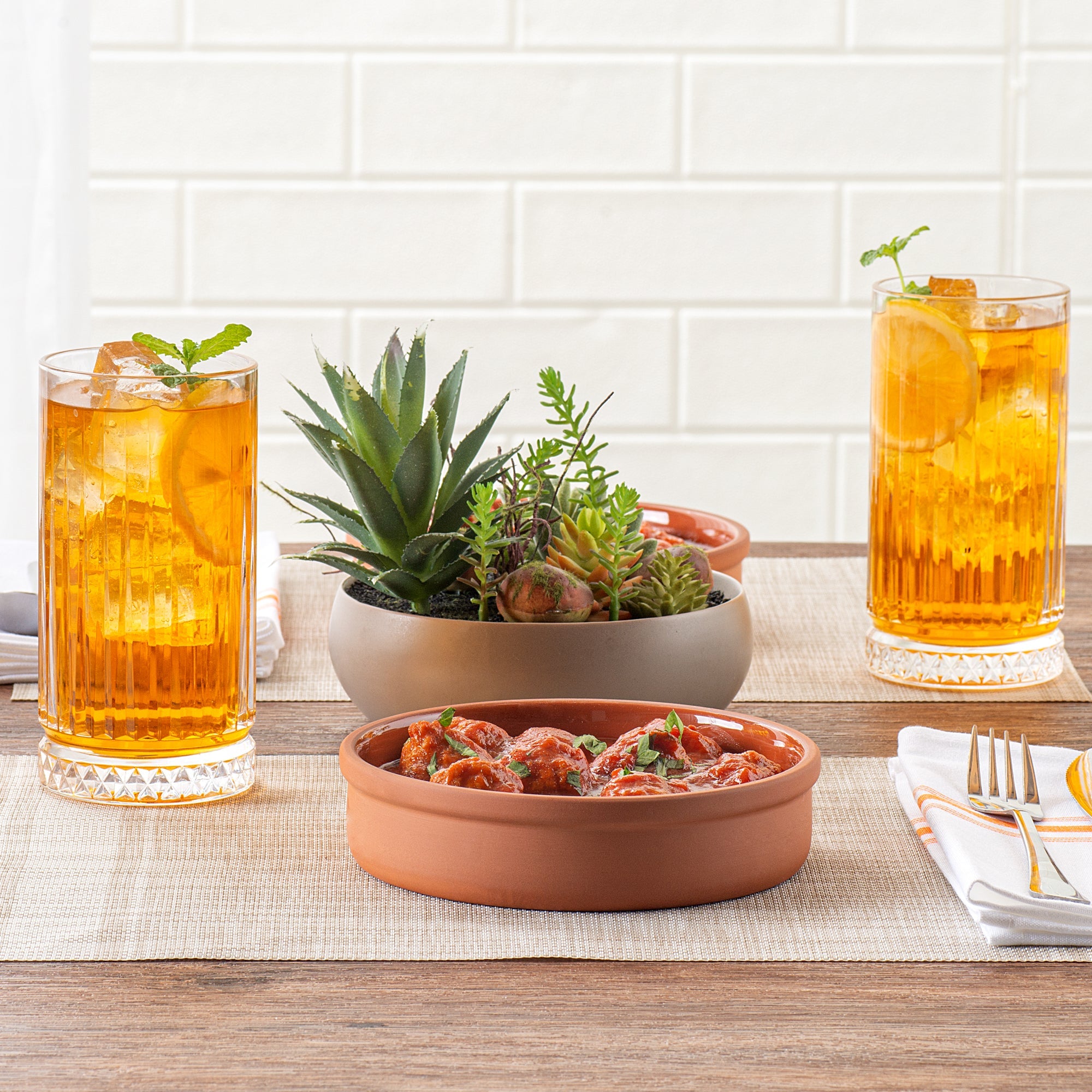 Terra Tek 15 oz Terracotta Cazuela Bowl - Brown Glazed Interior, Oven-Safe, Microwave-Safe - 6 1/4" x 6 1/4" x 1 1/2" - 10 count box