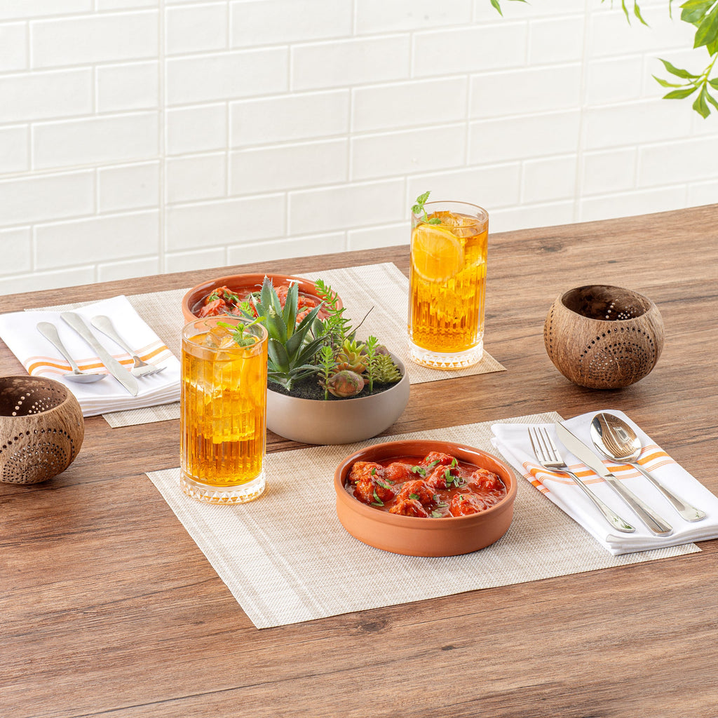 Terra Tek 15 oz Terracotta Cazuela Bowl - Brown Glazed Interior, Oven-Safe, Microwave-Safe - 6 1/4" x 6 1/4" x 1 1/2" - 10 count box