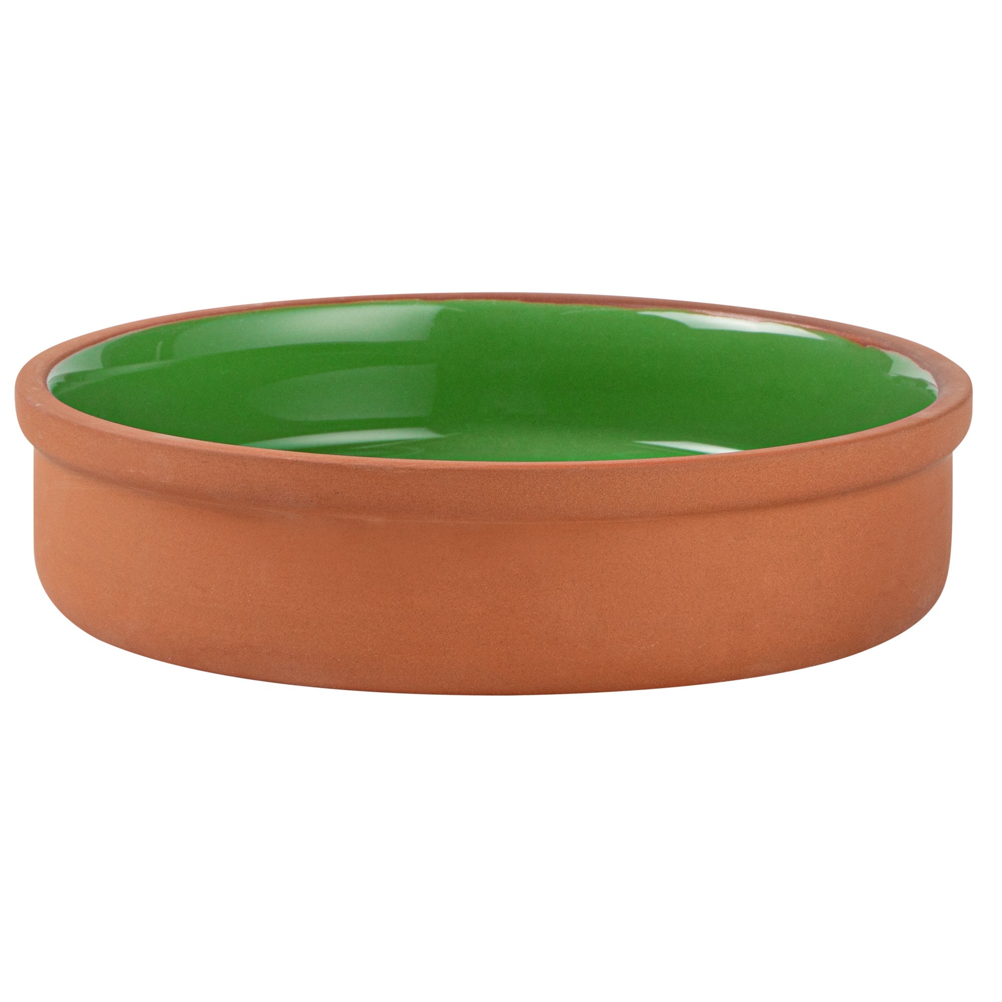 Terra Tek 15 oz Terracotta Cazuela Bowl - Green Glazed Interior, Oven-Safe, Microwave-Safe - 6 1/4" x 6 1/4" x 1 1/2" - 2 count box