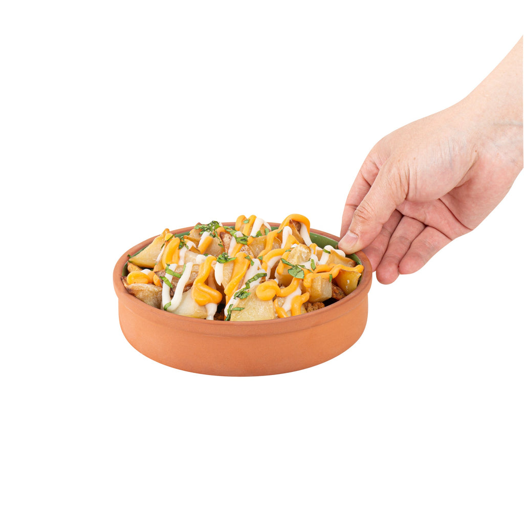 Terra Tek 15 oz Terracotta Cazuela Bowl - Green Glazed Interior, Oven-Safe, Microwave-Safe - 6 1/4" x 6 1/4" x 1 1/2" - 10 count box