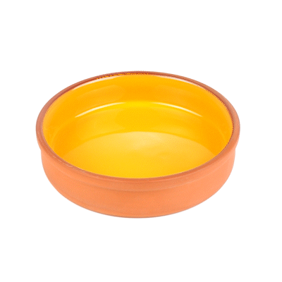 Terra Tek 15 oz Terracotta Cazuela Bowl - Yellow Glazed Interior, Oven-Safe, Microwave-Safe - 6 1/4" x 6 1/4" x 1 1/2" - 2 count box