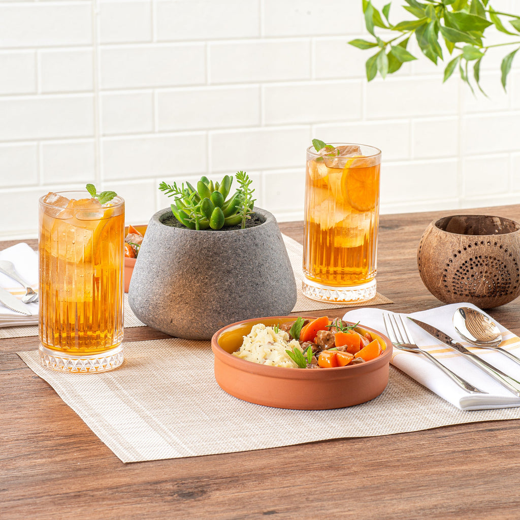 Terra Tek 15 oz Terracotta Cazuela Bowl - Yellow Glazed Interior, Oven-Safe, Microwave-Safe - 6 1/4" x 6 1/4" x 1 1/2" - 2 count box