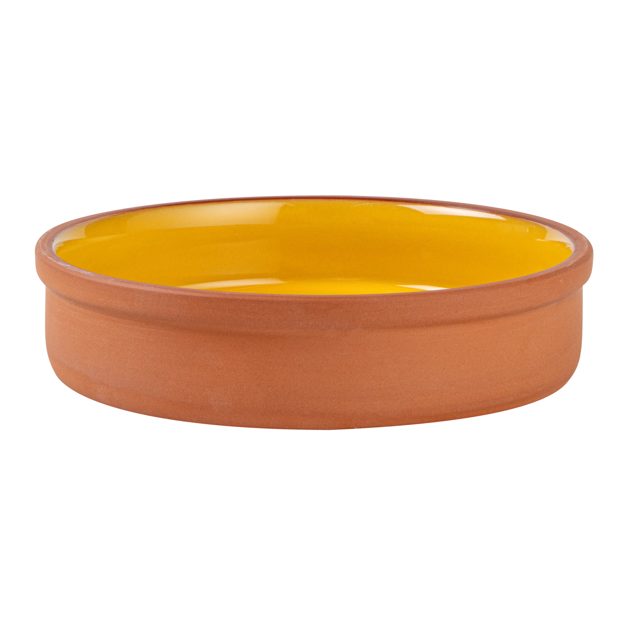 Terra Tek 15 oz Terracotta Cazuela Bowl - Yellow Glazed Interior, Oven-Safe, Microwave-Safe - 6 1/4" x 6 1/4" x 1 1/2" - 10 count box