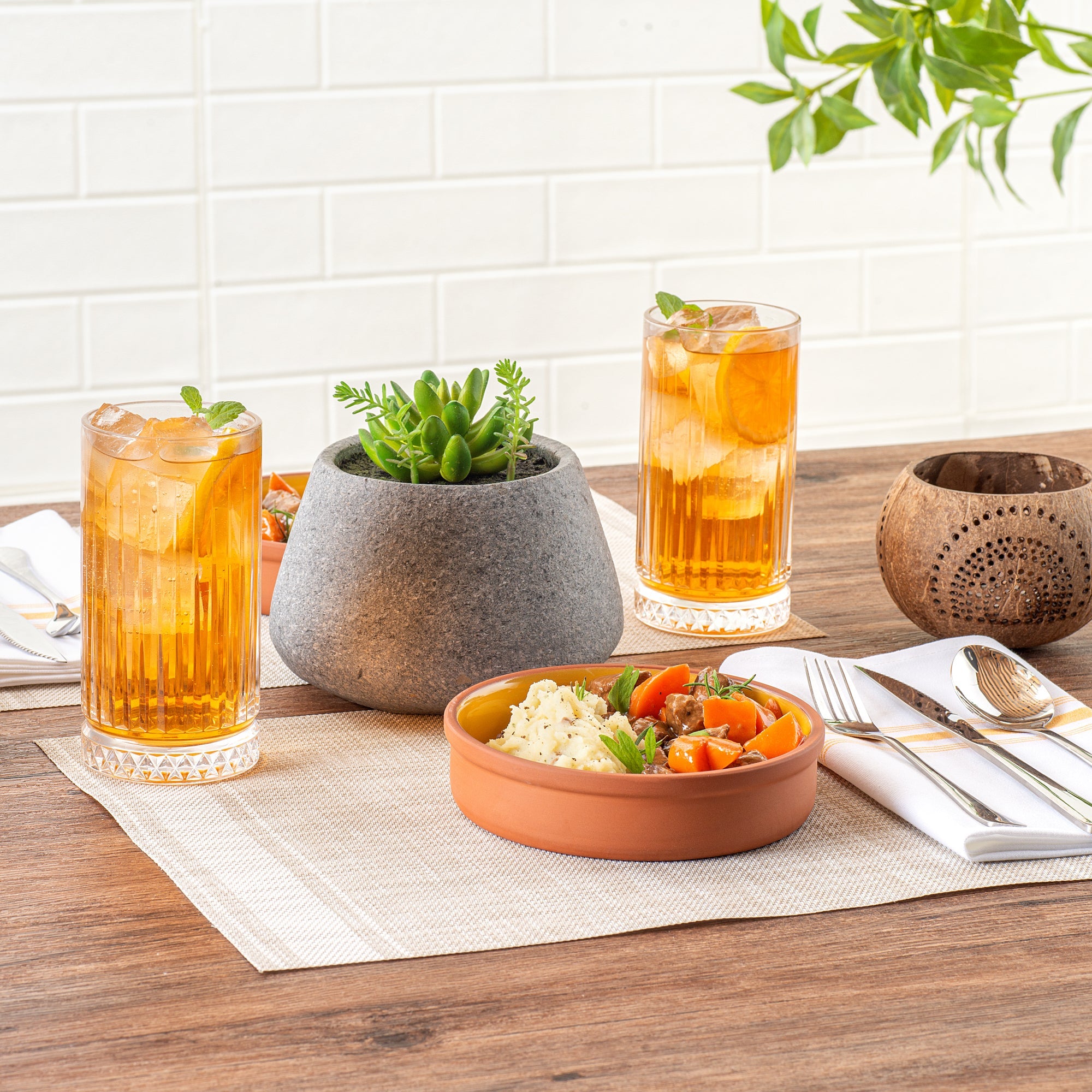 Terra Tek 15 oz Terracotta Cazuela Bowl - Yellow Glazed Interior, Oven-Safe, Microwave-Safe - 6 1/4" x 6 1/4" x 1 1/2" - 10 count box