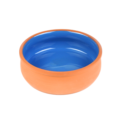 Terra Tek 17 oz Terracotta Cazuela Bowl - Blue Glazed Interior, Oven-Safe, Microwave-Safe - 5 3/4" x 5 3/4" x 2" - 2 count box