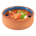 Terra Tek 17 oz Terracotta Cazuela Bowl - Blue Glazed Interior, Oven-Safe, Microwave-Safe - 5 3/4" x 5 3/4" x 2" - 10 count box