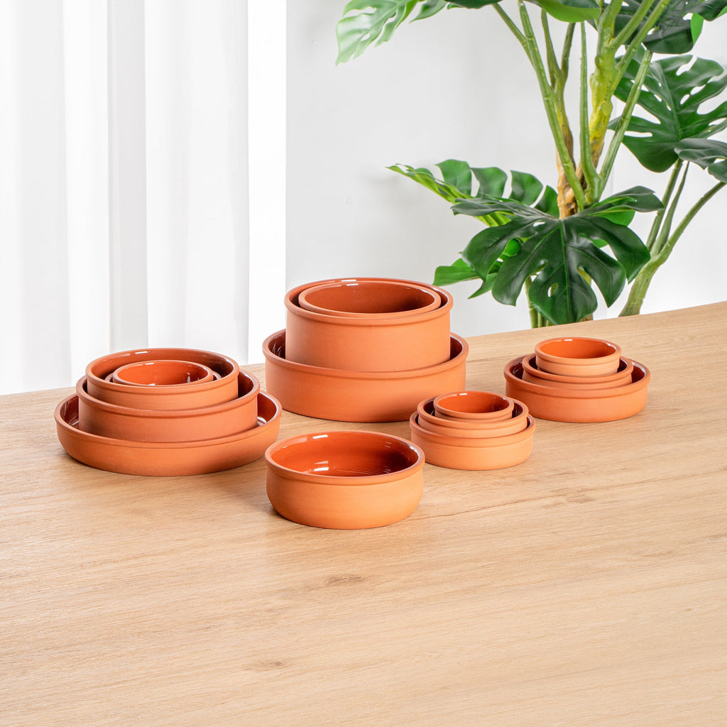 Terra Tek 17 oz Terracotta Cazuela Bowl - Brown Glazed Interior, Oven-Safe, Microwave-Safe - 5 3/4" x 5 3/4" x 2" - 2 count box