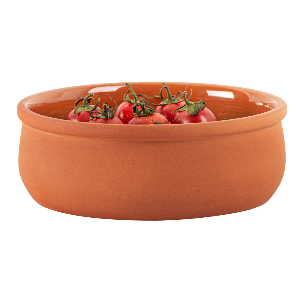 Terra Tek 17 oz Terracotta Cazuela Bowl - Brown Glazed Interior, Oven-Safe, Microwave-Safe - 5 3/4" x 5 3/4" x 2" - 10 count box