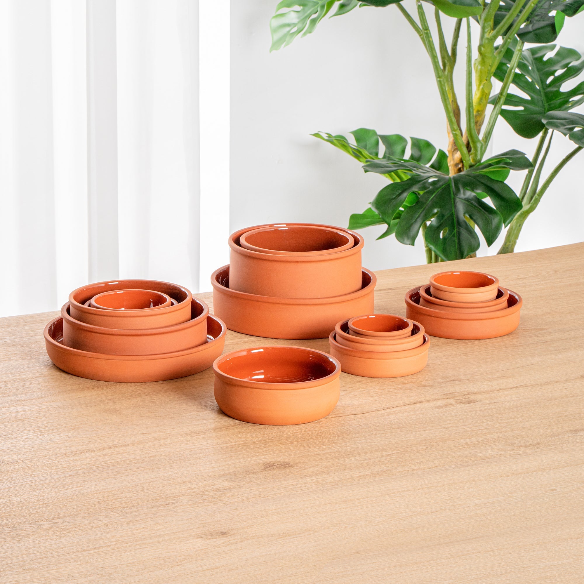 Terra Tek 17 oz Terracotta Cazuela Bowl - Brown Glazed Interior, Oven-Safe, Microwave-Safe - 5 3/4" x 5 3/4" x 2" - 10 count box