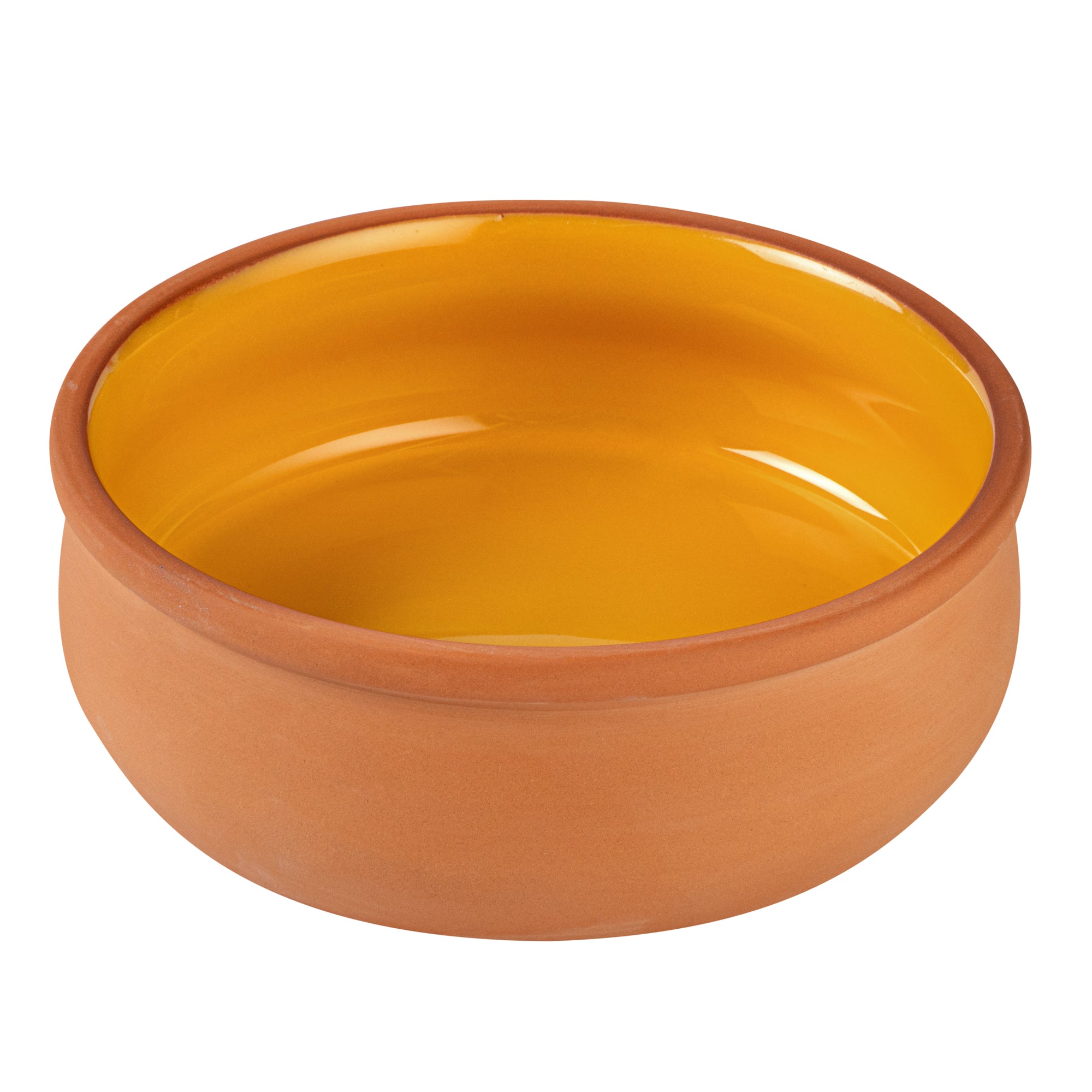 Terra Tek 17 oz Terracotta Cazuela Bowl - Yellow Glazed Interior, Oven-Safe, Microwave-Safe - 5 3/4" x 5 3/4" x 2" - 2 count box