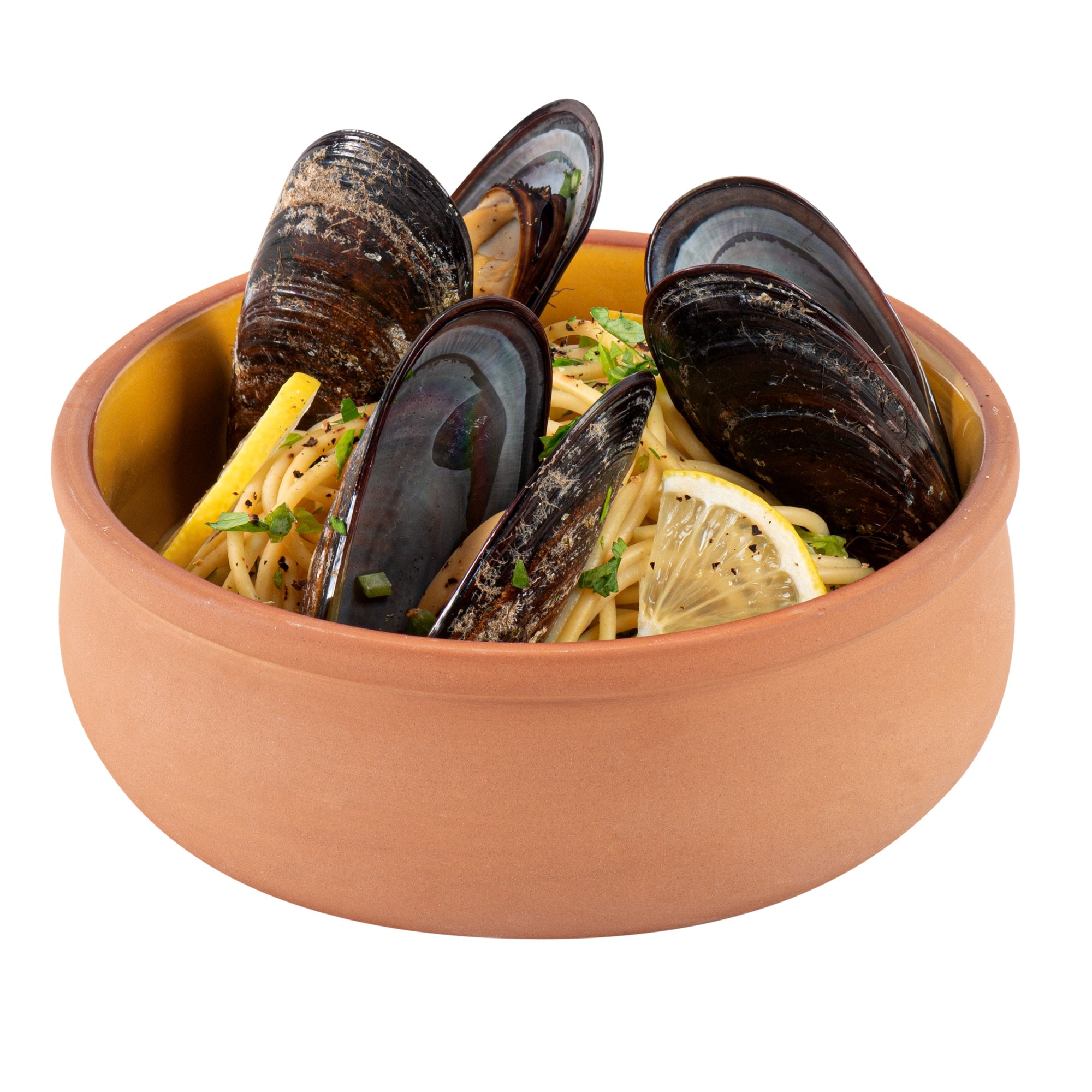Terra Tek 17 oz Terracotta Cazuela Bowl - Yellow Glazed Interior, Oven-Safe, Microwave-Safe - 5 3/4" x 5 3/4" x 2" - 2 count box