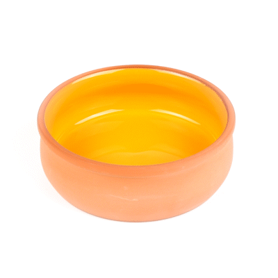 Terra Tek 17 oz Terracotta Cazuela Bowl - Yellow Glazed Interior, Oven-Safe, Microwave-Safe - 5 3/4" x 5 3/4" x 2" - 10 count box