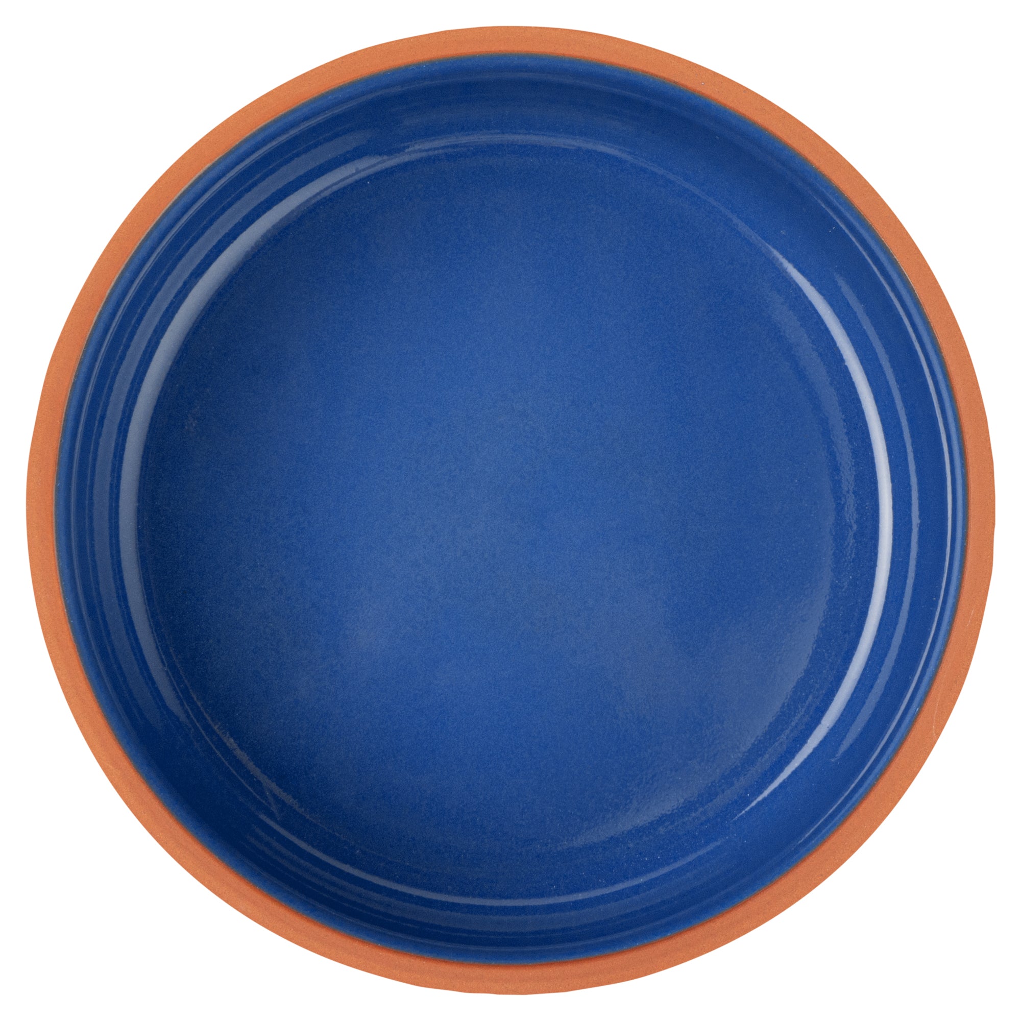 Terra Tek 27 oz Terracotta Cazuela Bowl - Blue Glazed Interior, Oven-Safe, Microwave-Safe - 6 1/4'' x 6 1/4'' x 2 1/2'' - 2 count box