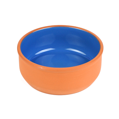 Terra Tek 27 oz Terracotta Cazuela Bowl - Blue Glazed Interior, Oven-Safe, Microwave-Safe - 6 1/4'' x 6 1/4'' x 2 1/2'' - 10 count box
