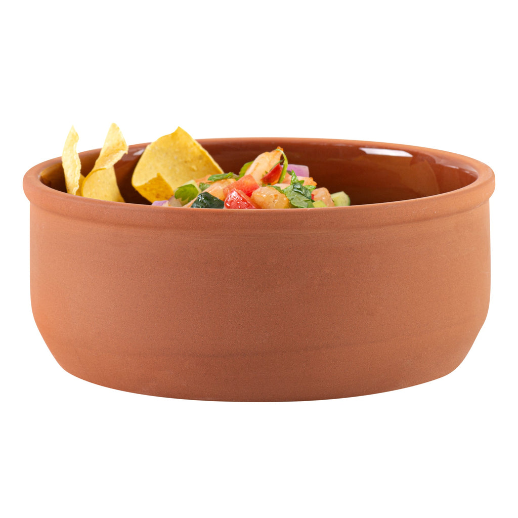Terra Tek 27 oz Terracotta Cazuela Bowl - Brown Glazed Interior, Oven-Safe, Microwave-Safe - 6 1/4'' x 6 1/4'' x 2 1/2'' - 2 count box