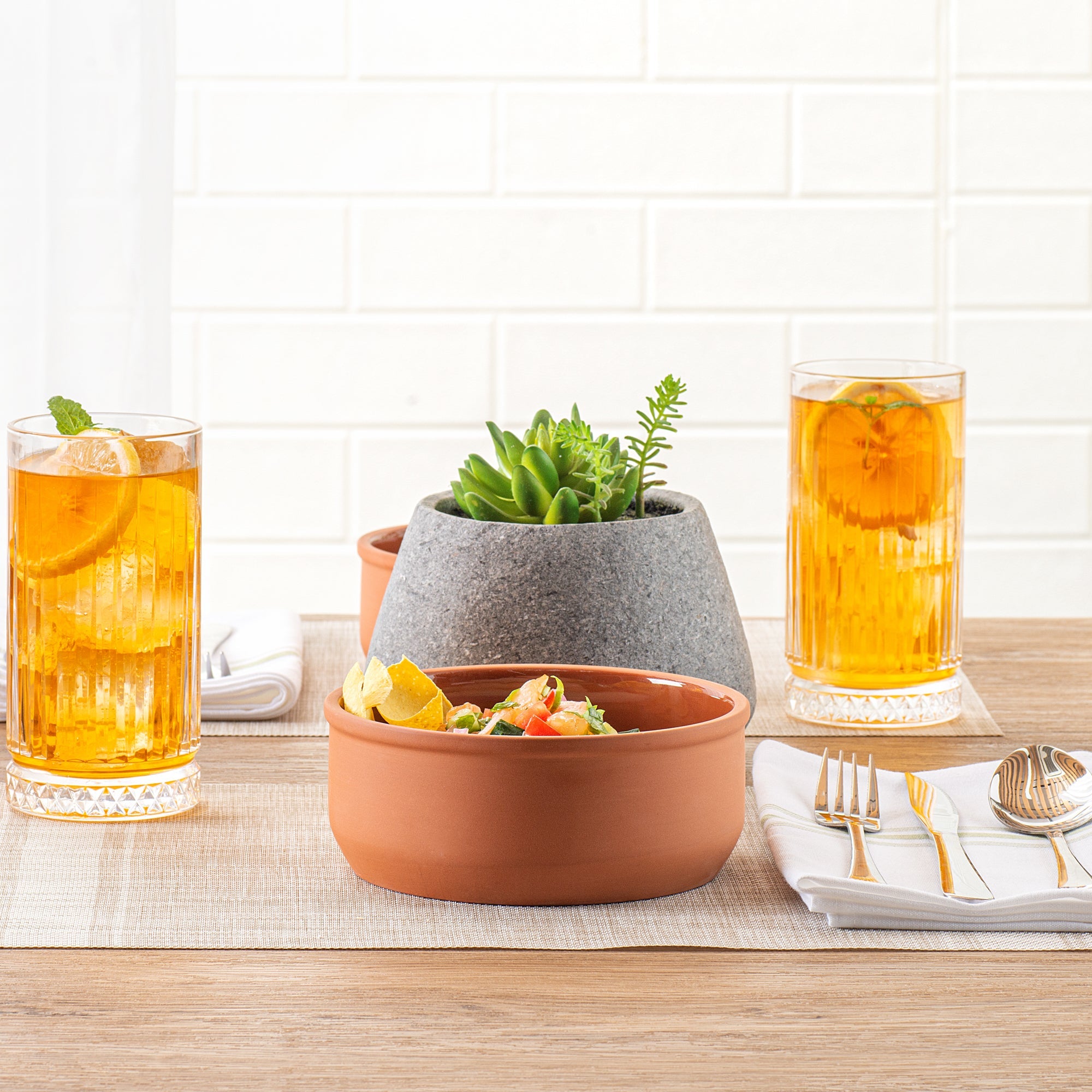 Terra Tek 27 oz Terracotta Cazuela Bowl - Brown Glazed Interior, Oven-Safe, Microwave-Safe - 6 1/4'' x 6 1/4'' x 2 1/2'' - 2 count box