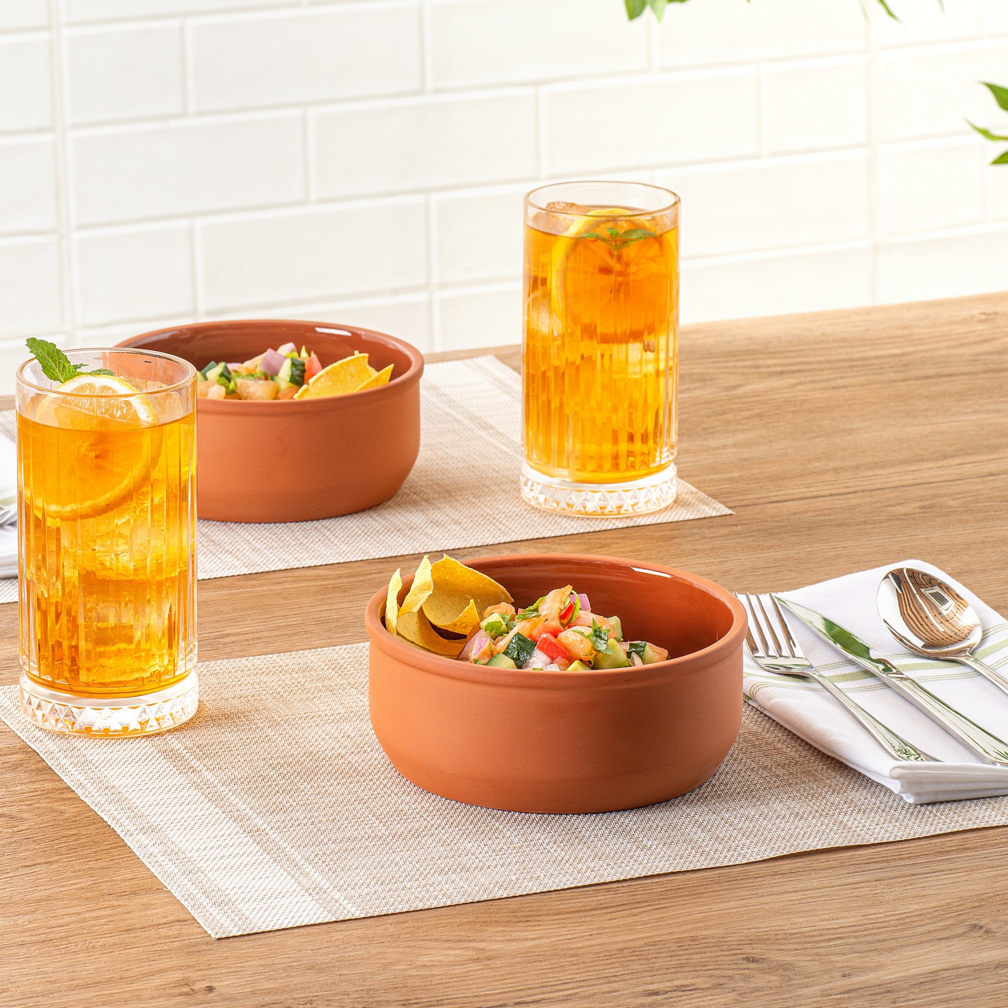 Terra Tek 27 oz Terracotta Cazuela Bowl - Brown Glazed Interior, Oven-Safe, Microwave-Safe - 6 1/4'' x 6 1/4'' x 2 1/2'' - 10 count box